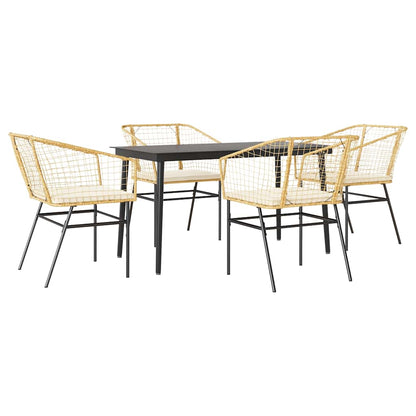 5-Delige Tuinset Met Kussens Poly Rattan Glas Bruin