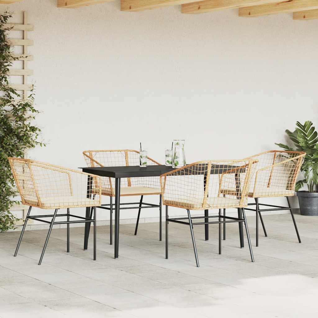 5-Delige Tuinset Met Kussens Poly Rattan Glas Bruin