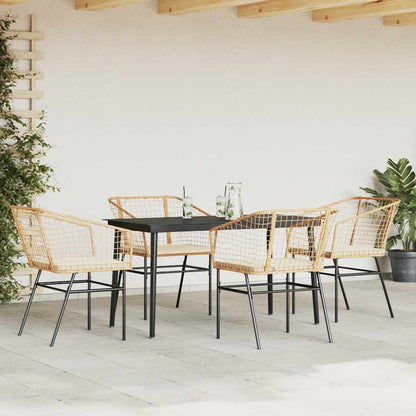 5-Delige Tuinset Met Kussens Poly Rattan Glas Bruin