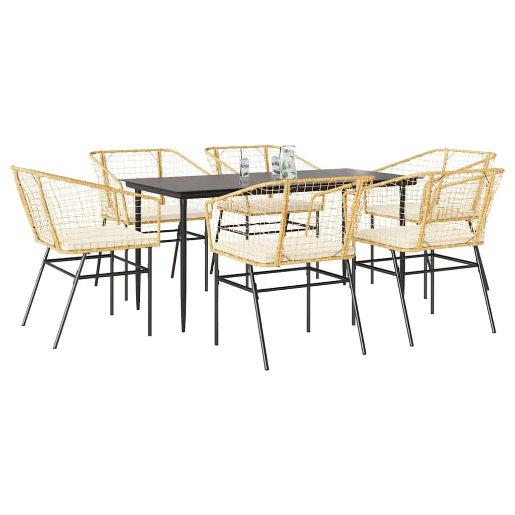 5-Delige Tuinset Met Kussens Poly Rattan Glas Bruin