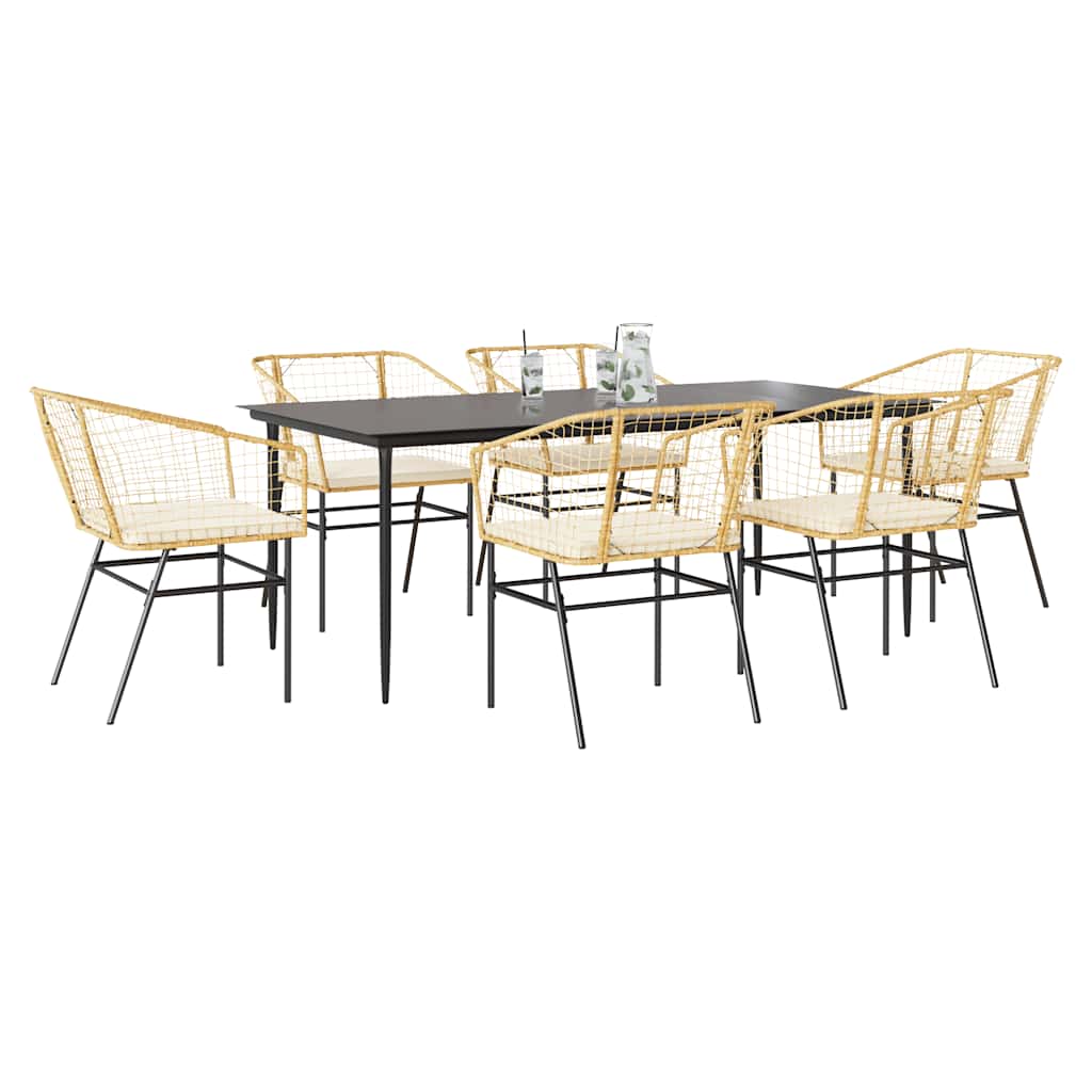 5-Delige Tuinset Met Kussens Poly Rattan Glas Bruin