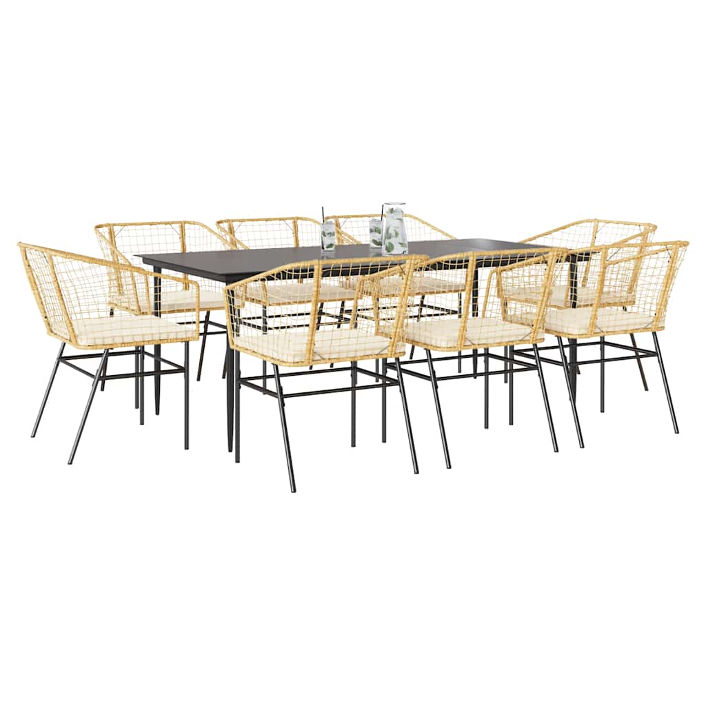 5-Delige Tuinset Met Kussens Poly Rattan Glas Bruin