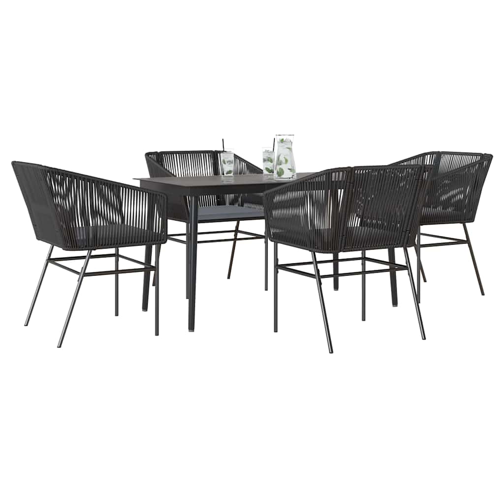 7-Delige Tuinset Met Kussens Poly Rattan Glas