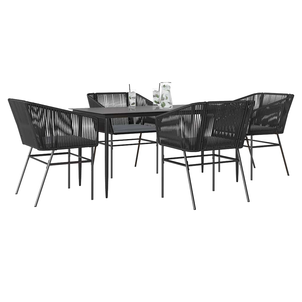7-Delige Tuinset Met Kussens Poly Rattan Glas