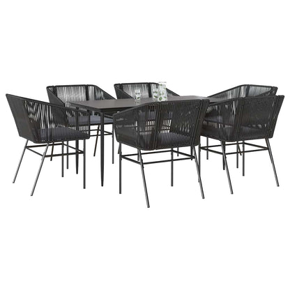 7-Delige Tuinset Met Kussens Poly Rattan Glas