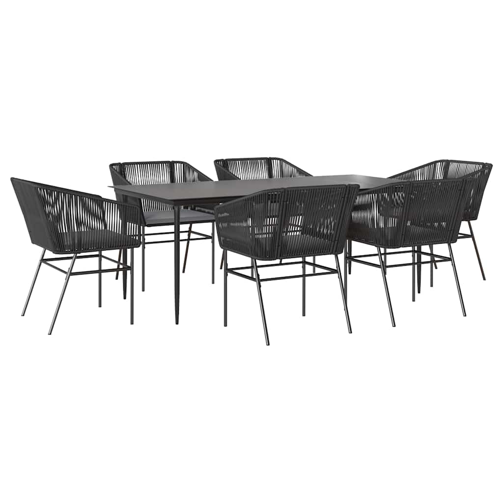 7-Delige Tuinset Met Kussens Poly Rattan Glas