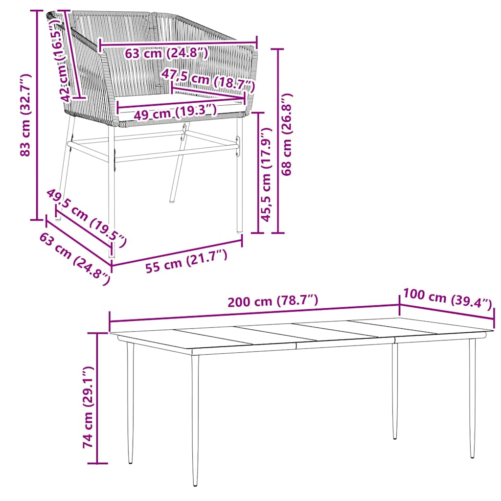 7-Delige Tuinset Met Kussens Poly Rattan Glas