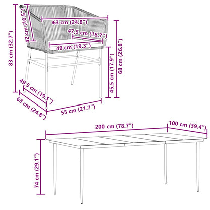 7-Delige Tuinset Met Kussens Poly Rattan Glas