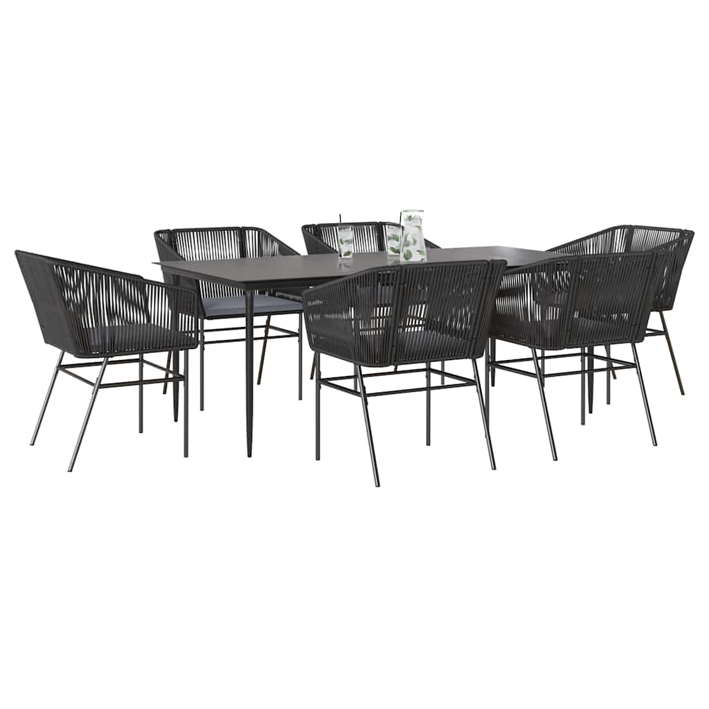 7-Delige Tuinset Met Kussens Poly Rattan Glas