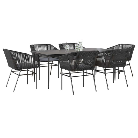 7-Delige Tuinset Met Kussens Poly Rattan Glas
