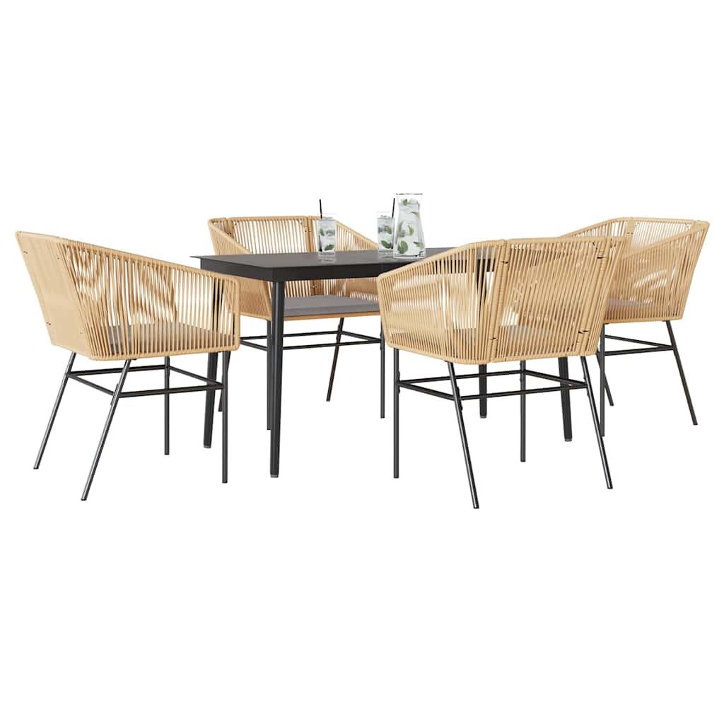 7-Delige Tuinset Met Kussens Poly Rattan Glas