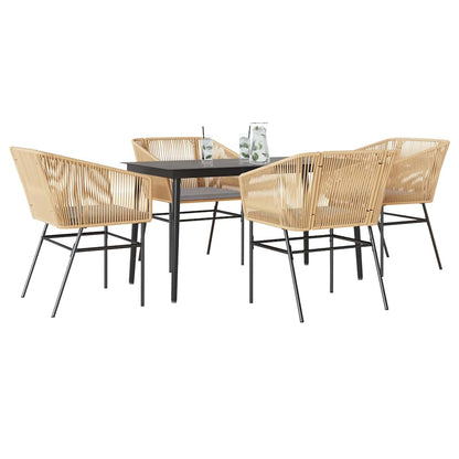 7-Delige Tuinset Met Kussens Poly Rattan Glas