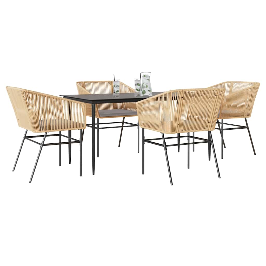 7-Delige Tuinset Met Kussens Poly Rattan Glas