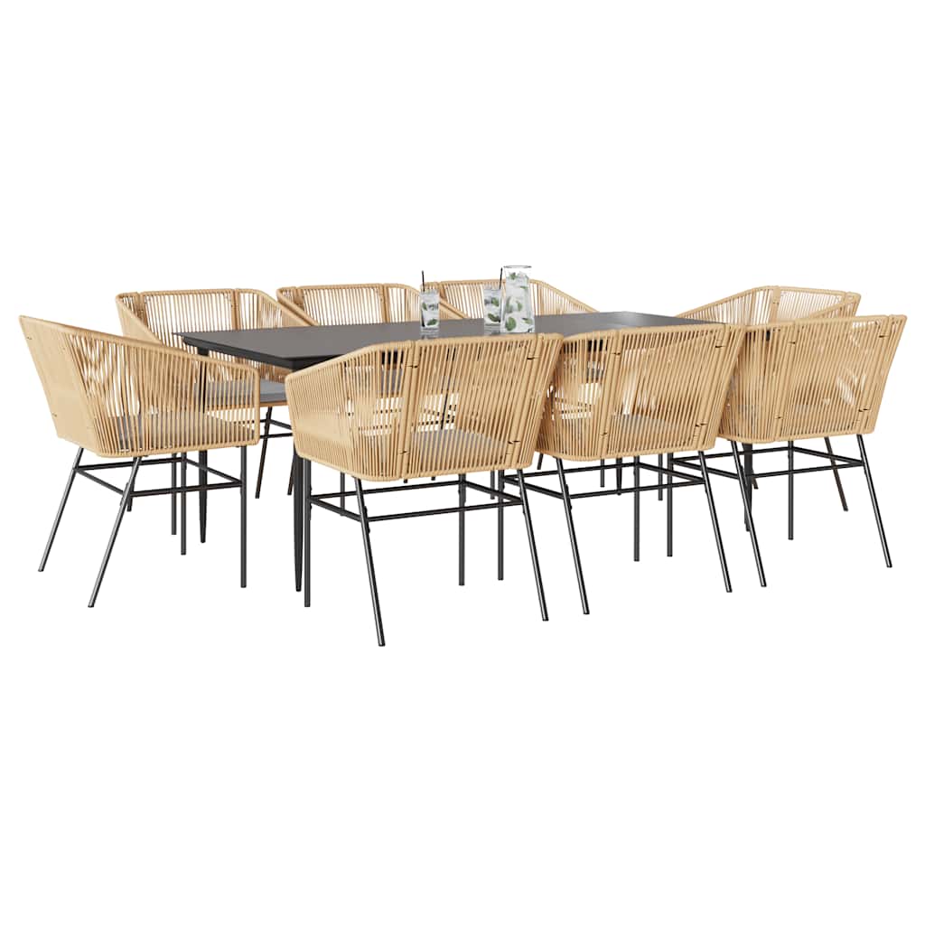 7-Delige Tuinset Met Kussens Poly Rattan Glas