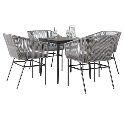 7-Delige Tuinset Met Kussens Poly Rattan Glas