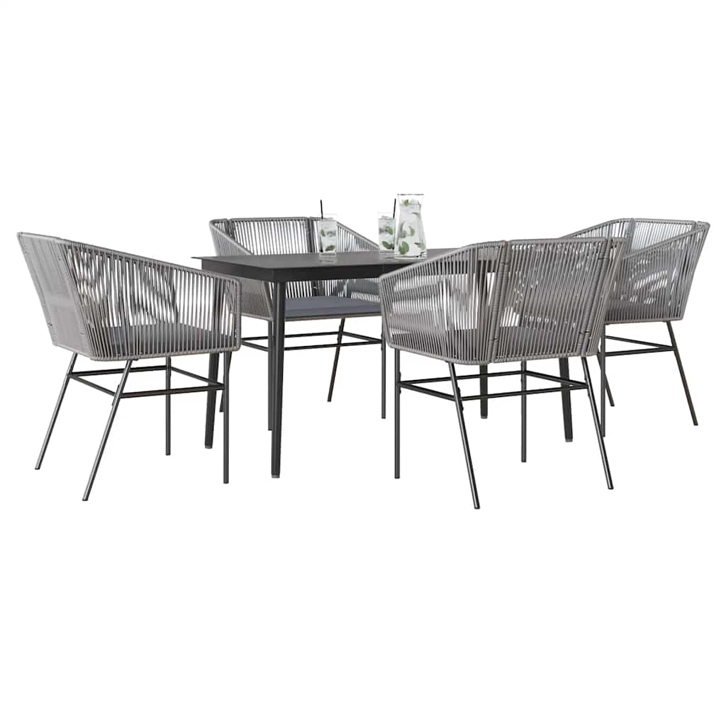 7-Delige Tuinset Met Kussens Poly Rattan Glas