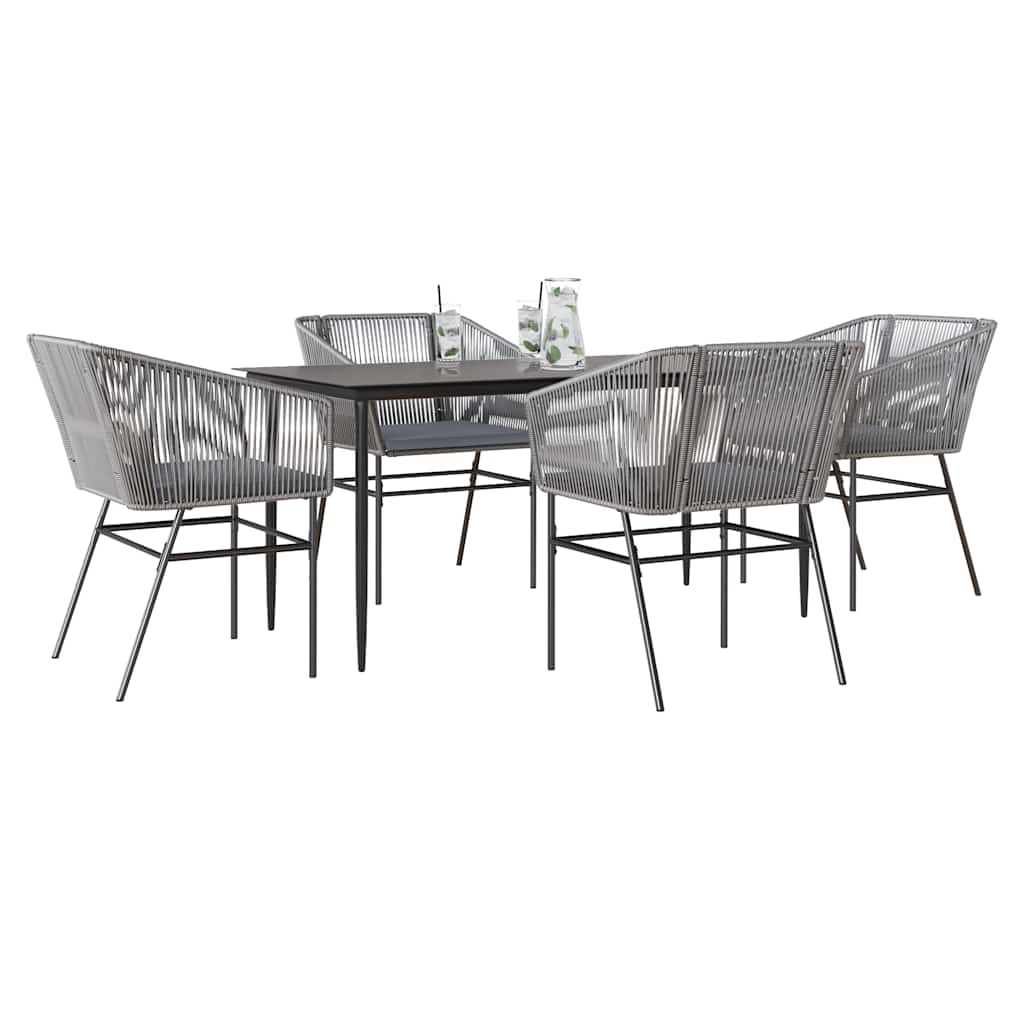 7-Delige Tuinset Met Kussens Poly Rattan Glas