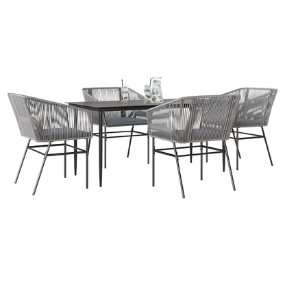 7-Delige Tuinset Met Kussens Poly Rattan Glas