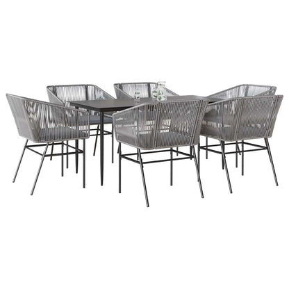 7-Delige Tuinset Met Kussens Poly Rattan Glas