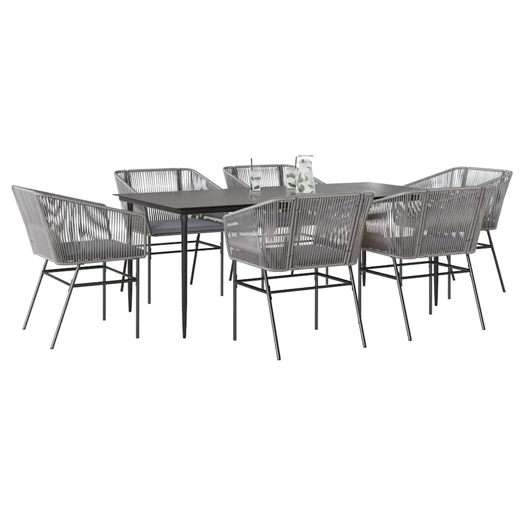 7-Delige Tuinset Met Kussens Poly Rattan Glas