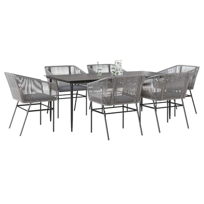 7-Delige Tuinset Met Kussens Poly Rattan Glas
