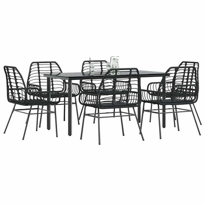 7-Delige Tuinset Met Kussens Poly Rattan Glas