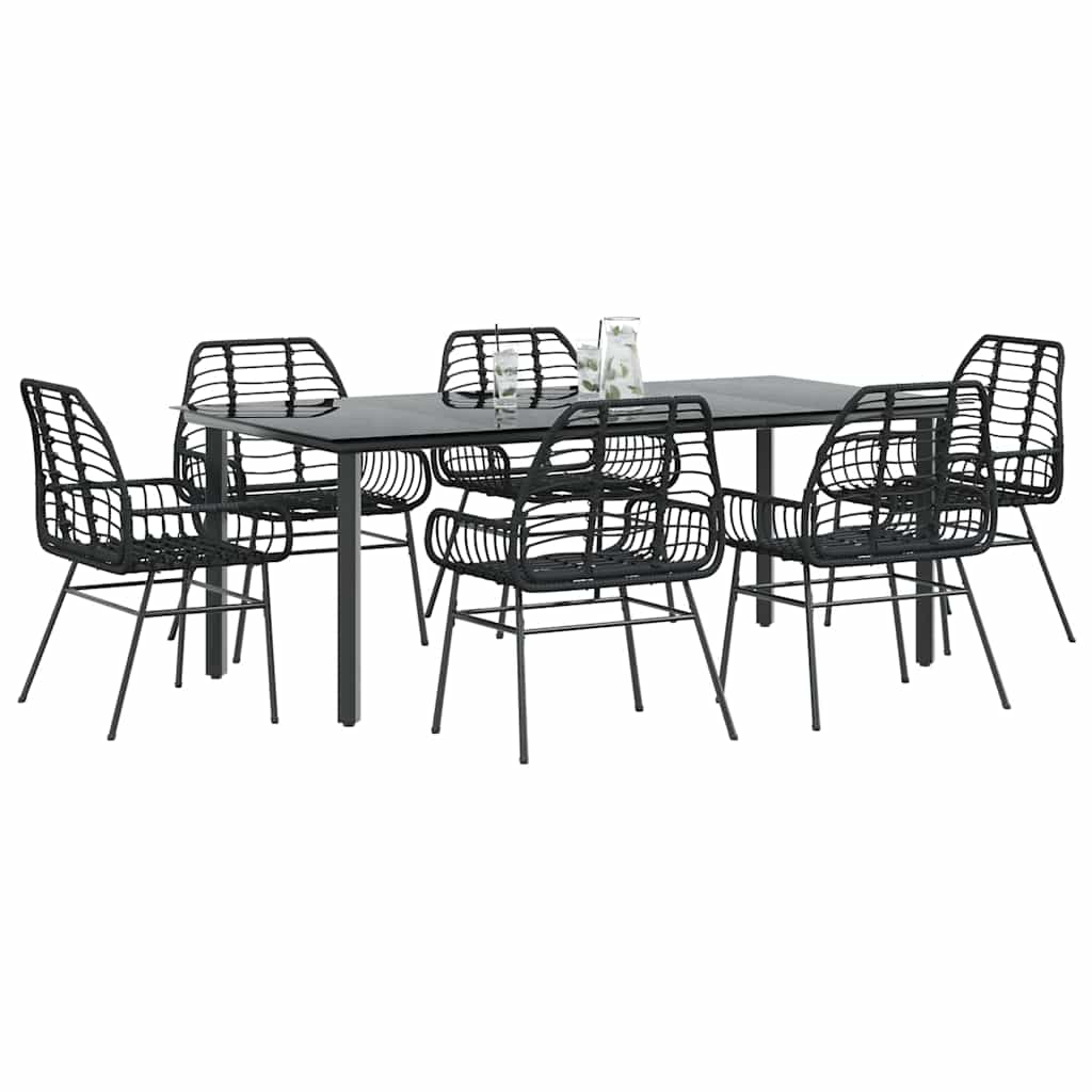 7-Delige Tuinset Met Kussens Poly Rattan Glas