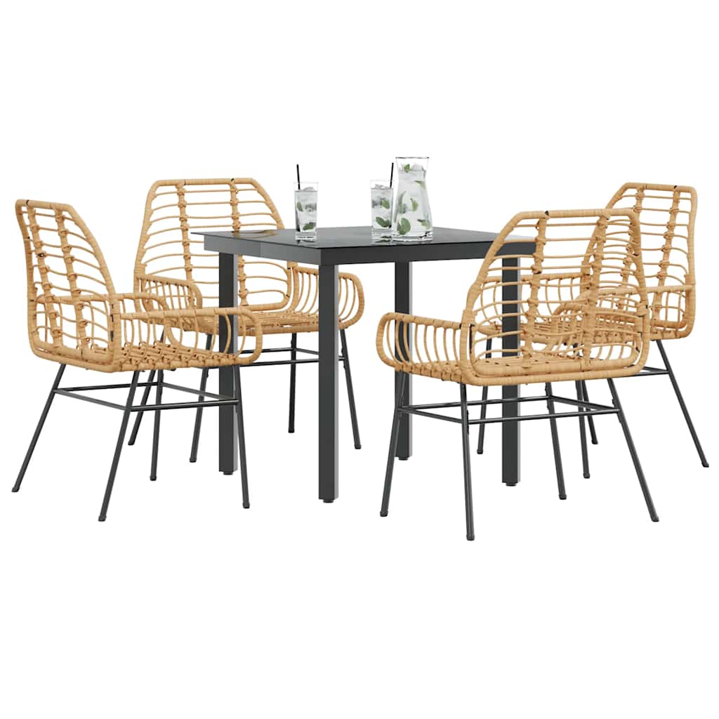 7-Delige Tuinset Met Kussens Poly Rattan Glas