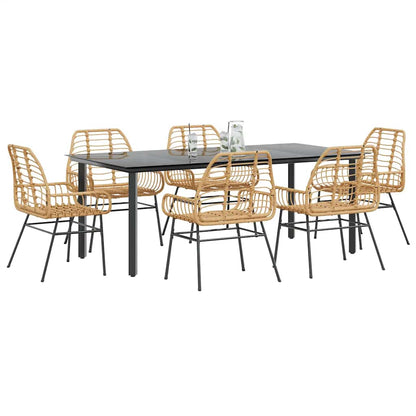 7-Delige Tuinset Met Kussens Poly Rattan Glas