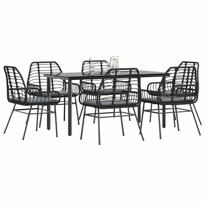 7-Delige Tuinset Met Kussens Poly Rattan Glas
