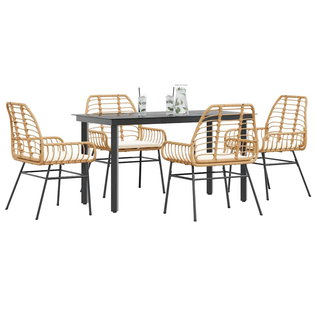 7-Delige Tuinset Met Kussens Poly Rattan Glas
