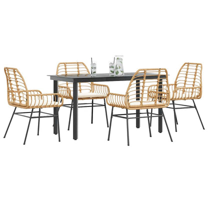 7-Delige Tuinset Met Kussens Poly Rattan Glas