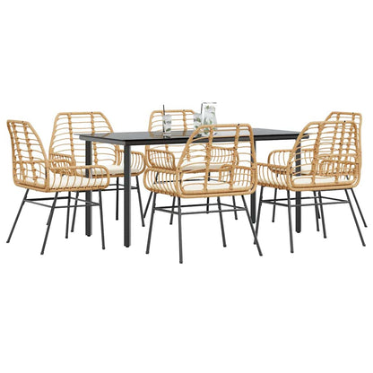 7-Delige Tuinset Met Kussens Poly Rattan Glas