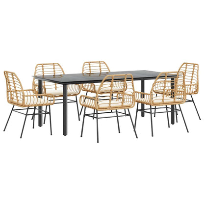 7-Delige Tuinset Met Kussens Poly Rattan Glas