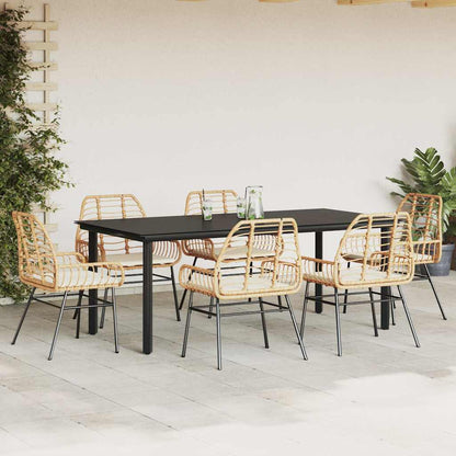 7-Delige Tuinset Met Kussens Poly Rattan Glas