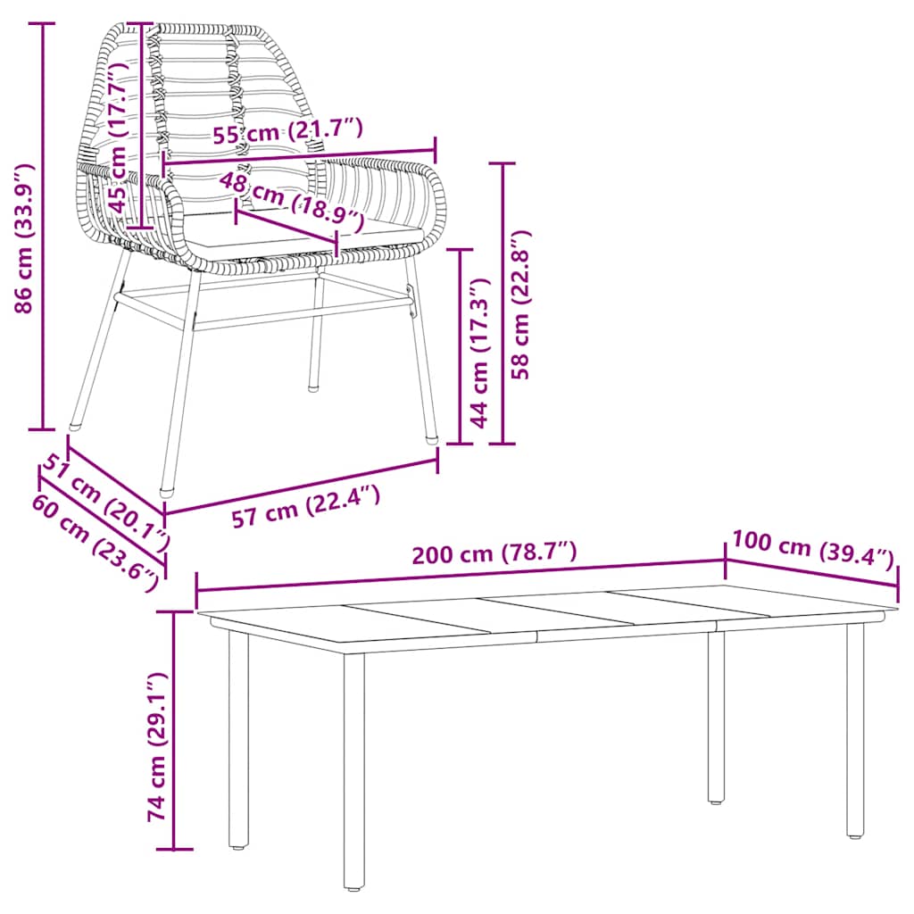7-Delige Tuinset Met Kussens Poly Rattan Glas