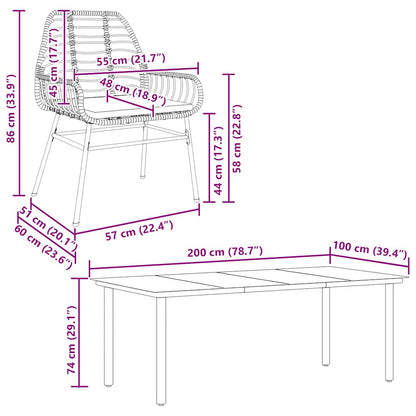 7-Delige Tuinset Met Kussens Poly Rattan Glas