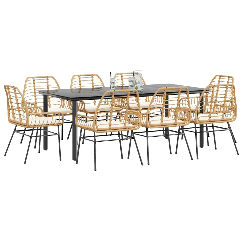 7-Delige Tuinset Met Kussens Poly Rattan Glas