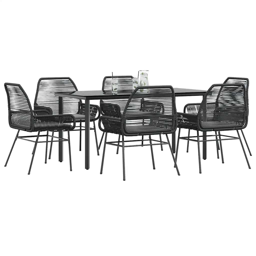 7-Delige Tuinset Met Kussens Poly Rattan Glas