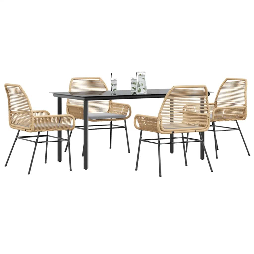 7-Delige Tuinset Met Kussens Poly Rattan Glas