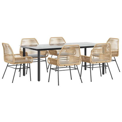 7-Delige Tuinset Met Kussens Poly Rattan Glas