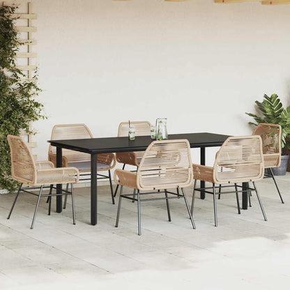 7-Delige Tuinset Met Kussens Poly Rattan Glas