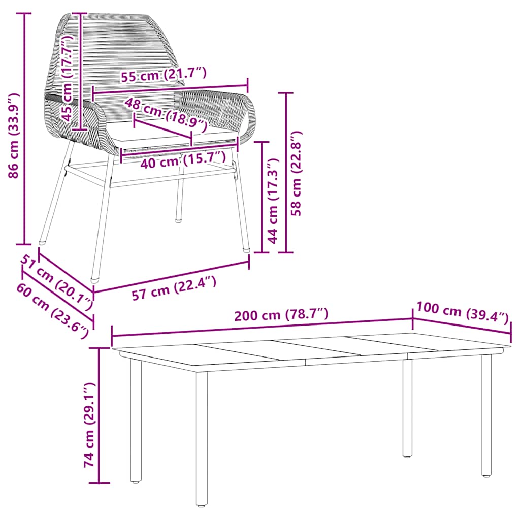 7-Delige Tuinset Met Kussens Poly Rattan Glas