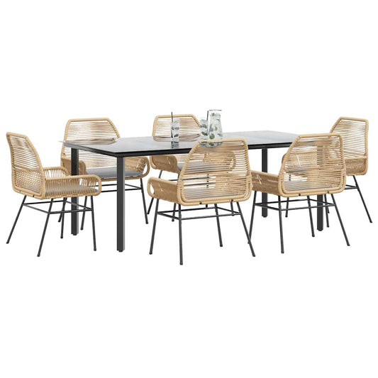 7-Delige Tuinset Met Kussens Poly Rattan Glas