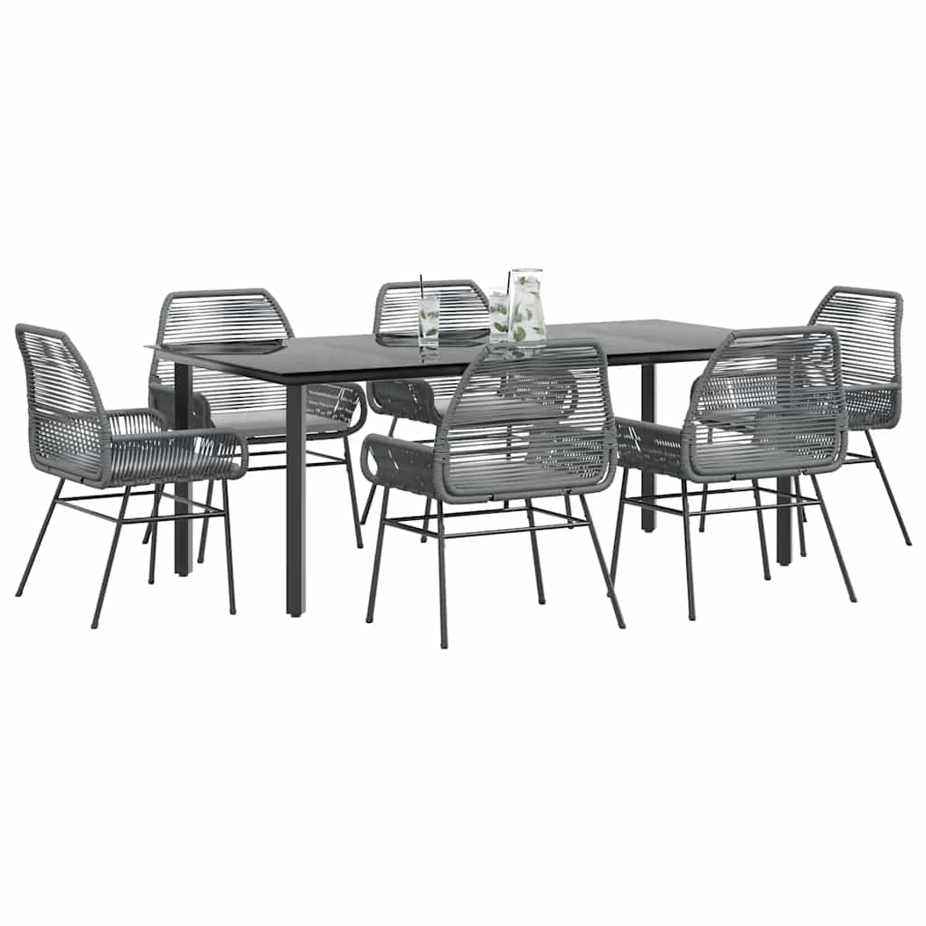 7-Delige Tuinset Met Kussens Poly Rattan Glas