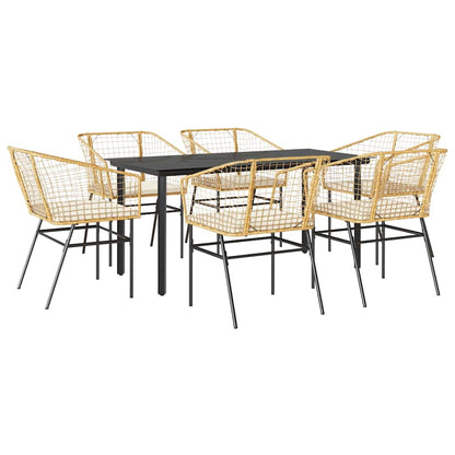 7-Delige Tuinset Met Kussens Poly Rattan Glas
