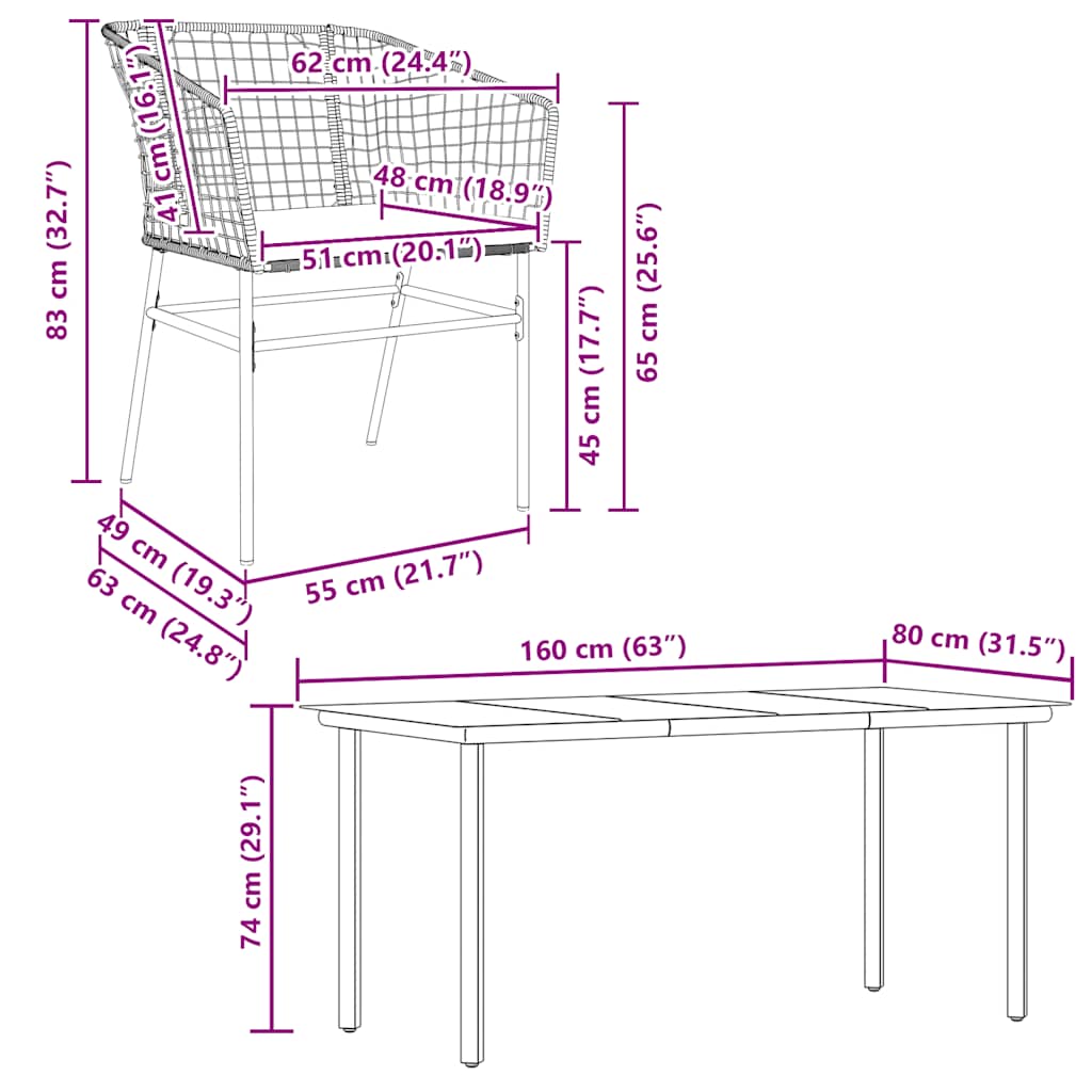 7-Delige Tuinset Met Kussens Poly Rattan Glas
