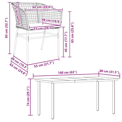 7-Delige Tuinset Met Kussens Poly Rattan Glas