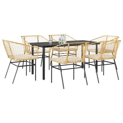 7-Delige Tuinset Met Kussens Poly Rattan Glas