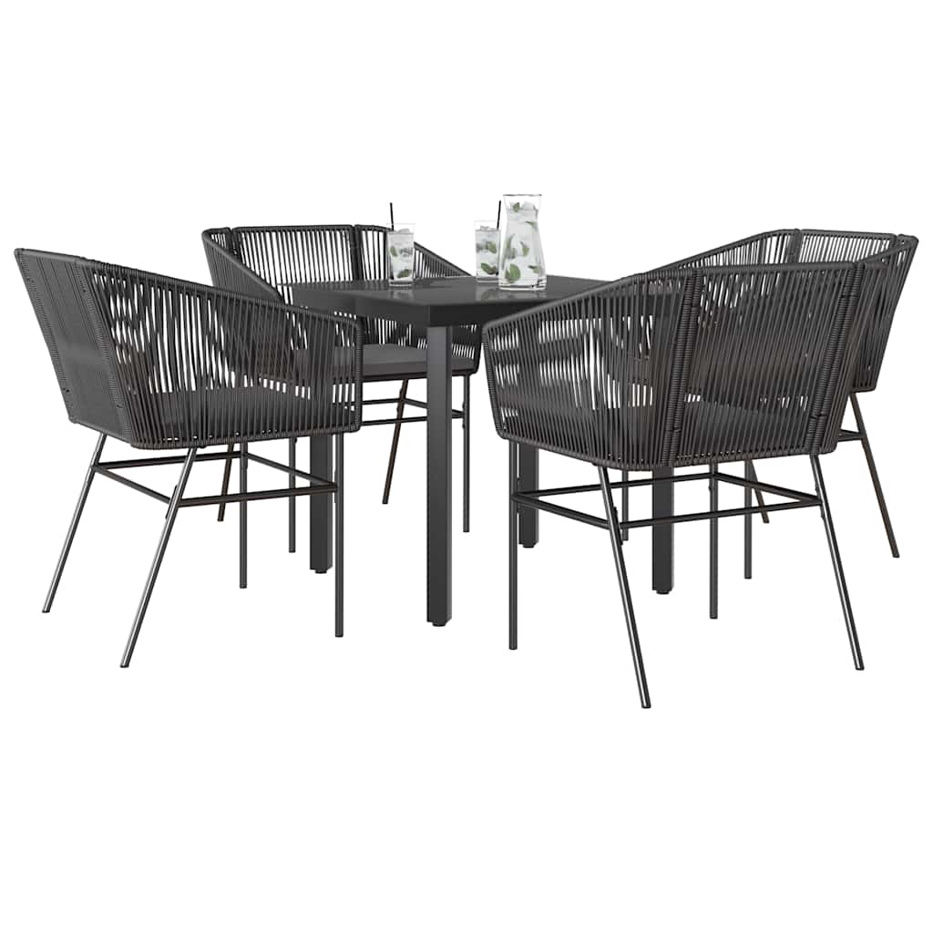 9-Delige Tuinset Met Kussens Poly Rattan Glas